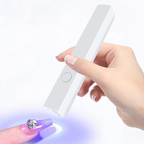 CGBE Mini UV Lampe für Nägel, Klein Nagellampe Nageltrockner für Gel Nagellack, Tragbarer 3W UV Led Lampe für Gelnägel, 20s/60s Timing-Modi, USB-Aufladung, Geeignet für Anfänger Heimwerker Salon, Weiß