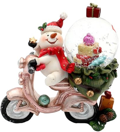 ***Schneekugel Schneemann auf Roller - Motorrad, L/B/H/Ø Kugel 11 x 6 x 11 cm Ø 4,5 cm