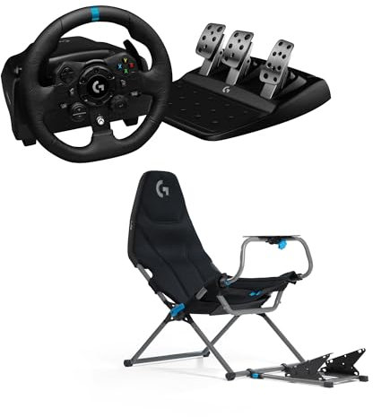 Logitech G923 Rennlenkrad und Pedale, TRUEFORCE Force Feedback + Playseat Challenge X, Logitech G Edition – For Xbox X|S, Xbox One, PC, Mac – Schwarz