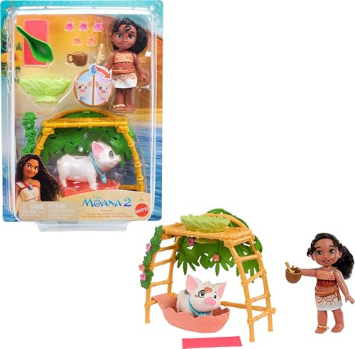 Mattel Disney Moana 2 Simea & Pua Badespaß Spielset mit Modepuppe, Tierfreundin, Wanne & 10+ Zubehör, Spielzeug inspiriert vom Film