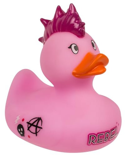 MIJOMA Quietsche-Ente Badeente | Niedliche Schwimmenten für Kinder & Erwachsene | Hochwertiges, langlebiges Material | ca. 10 cm (Punk)