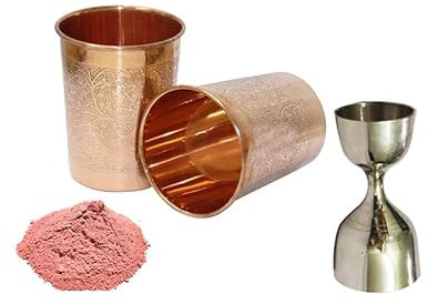 BRACOP® Moscow Mule-Becher, Kupferkrug, wiederverwendbar, geprägter Kelch, Gläser, Trinkbecher-Set, Becher aus reinem Kupfer, Ayurveda-Kupferbecher für Cocktailbecher, Glaswaren, indisches Geschenk
