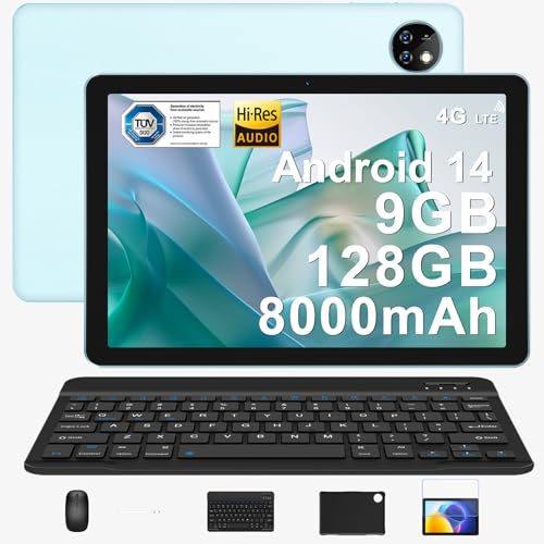 DOOGEE T10W Tablette avec Clavier, Batterie de 8000mAh, 128GB ROM(TF 1TB), Double 4G LTE+5G WiFi, Android 14 Tablette 10 Pouces avec Clavier Souris, 5MP Caméra, TUV/Hi-RES/OTG/GPS, Bleu