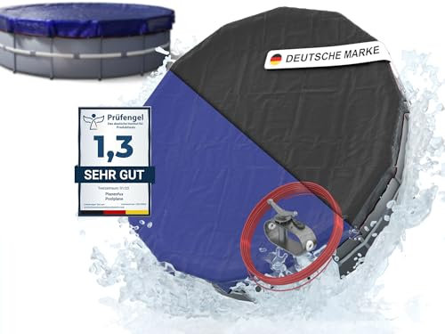 Planenfux® Poolabdeckung rund 700 cm (Für Ø 700-760cm Becken) | 2-in-1 Pool Abdeckplane aus 200g/m² PE Material | Poolplane Solarplane für Sommer & Winterabdeckung | Ø 820 cm Rundpool Abdeckung