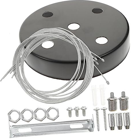 HOMSFOU Piastra di Copertura del Soffitto da 100 Mm Kit di Montaggio per Lampadario Cavo Nero 1 M Illuminazione a Soffitto a Baldacchino
