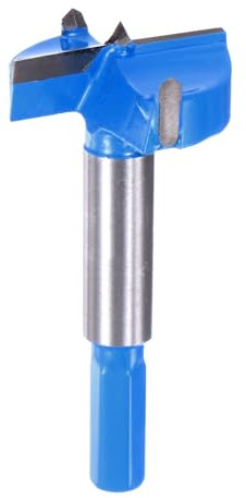 sourcing map Forstner Drill Bits 38mm (1 1/2) Hex Shank 3/8 inch, Carbide Forstner Bit Woodworking Hole Opener Cutter Tool for Wood Drilling/Cabinet Hinges, Blue