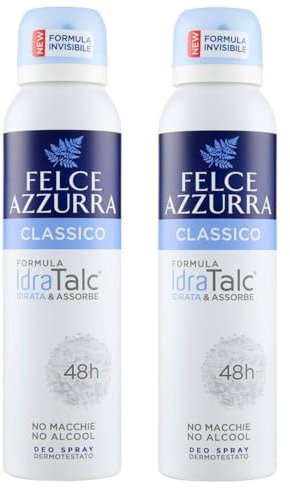Felce Azzurra Deodorante Classico Idratalc Unisex Spray 48H 150 Ml (2 Unità)