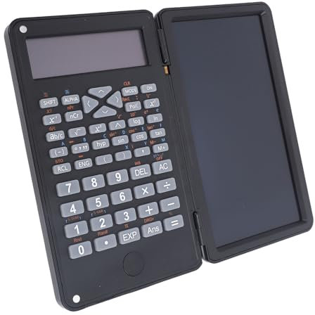 Luocute Calculadora Científica con Pantalla Grande LCD de 6 Pulgadas con Tableta de Escritura, Pantalla de 2 Líneas, Calculadora Plegable para el Hogar, Escuela, Oficina, Negocios, (Black)