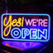 Yes We Are Open Panneau néon LED ouvert à intensité variable pour décoration murale de bar, panneau lumineux ouvert pour magasin, hôtel, restaurant, bar