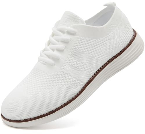 Sneaker Herren Loafer Mokassins Anzugschuhe Busines Weiß Slip on Sneaker Turnschuhe Oxfords Hochzeitschuhe Bootsschuhe Trachtenschuhe Leichte Freizeit Sommer Schuhe Weiss 43