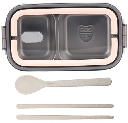 OFFAXE 2nd Floor Lunchbox, Lunchbox, 700 ml, Essensbox, Box mit 2 Fächern und Besteck, für Reisen, Schule, Arbeit, Besteck-Set Lunchbox (Pink)