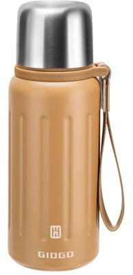 Vacuum Insulated Thermo Flasks with Cup 600ml/20.3oz Stainless Steel Thermo Bottles for Cold and Hot Drinks Water Coffee Flask with Cup (Orange,600ml)