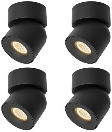 Aisilan 4er Schwarz Deckenstrahler LED Dimmbar, 9W 360° Schwenkbar Deckenlampe Spots Modern Warmweiß Drehbar Deckenleuchte Strahler für Schlafzimmer Wohnzimmer