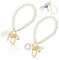 Lot de 2 Porte Clés pour Femme,Porte Clef en Imitation de Perles Dorées,Accessoires de Pendentif pour Sac à Dos,Porte Clef Femme,Porte-clés avec dragonne dorée imitation perles