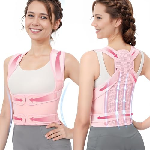 Gerader Rücken Geradehalter, Haltungskorrektur Rücken Damen und Herren, Ruckenstrecker, Verstellbare Rückentrainer, Rückenstützgürtel für Linderung Rückenschmerzen und Kyphose -M ( Taillen 34”-41”)