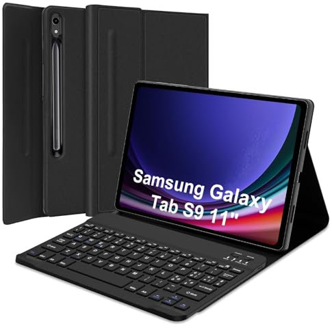 SENGBIRCH Custodia con Tastiera Samsung Galaxy Tab S9 11'' 2023, Italiana QWERTY Tastiera Bluetooth Rimovibile per Samsung Galaxy Tab per Samsung Tab S9/S8/S7, Nero