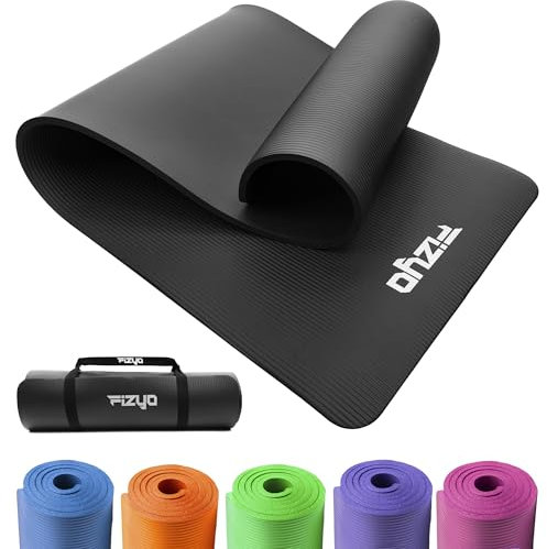 Fizyo Yoga, Gymnastik und Pilates Matte, Rutschfester NBR-Schaum, Synthetik Kautschuk, Training, Fitness, Sport, Übung, Entspannung, Ausdauer (Schwarz, 190x80x1.5 cm)