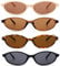 FSMILING 4Pack Retro Oval Cat Eye Sunglasses for Womens Small 90s Vintage Trendy Thin Oval Glasses Sunglasses Womens