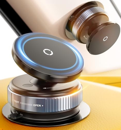HanCenDa Vacuum Suction Magnetic Phone Holder for Car with 89+LBS Strong Suction, 360°Adjustable Car Phone Mount Swivel Lock Magnetic Cell Phone Holder for Your Gym/Mirror/iPhone 16/15 Pro Max
