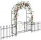 LEADZM Arche de Jardin en Métal pour Plantes Grimpantes et Rosiers, 348x58x220 cm, Arche en Fer avec Portail et clôture, Utilisable pour Mariages, Fêtes et Décorations Extérieures - Noir