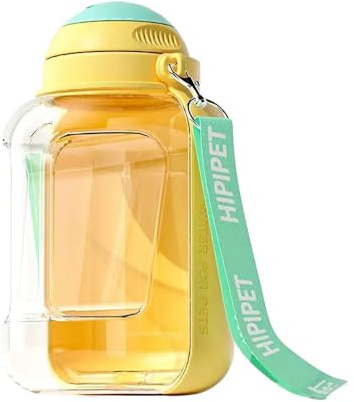 AHYBE Bouteille d'eau Portable pour Chien 1L Gros Pliable Gourde Chien Voyage Antibactérienne De Qualité Alimentaire pour Chat, Eau Potable pour Animal De Compagnie en Plein Air(Yellow,1000ml)