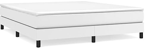 Eleganz Bettgestell 180x200 cm Weiß Kunstleder - Modernes Bett mit Kopfteil für Schlafzimmer, Langlebig & Pflegeleicht - Stilvolles Design für Erholsamen Schlaf