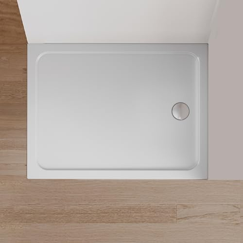 Cozynest Duschwanne 70x100x4cm Rechteck Duschtasse inkl. Ablaufgarnitur | Extraflach Acrylwanne Anti-Rutsch & Robust Sanitäracryl in Weiß für Duschkabine Dusche