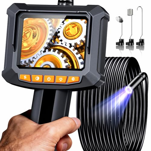 Endoskopkamera mit 2,8-Zoll IPS Bildschirm, 5M Semi-Steifes Kabel | Endoskop Kamera mit Licht, Inspektionskamera mit IP67 Wasserdichte Sonde, Rohrkamera mit Zoom, Kanal-Kamera