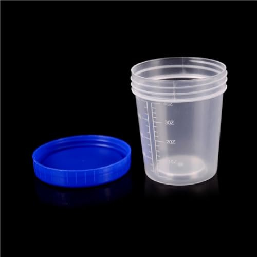 Vasos medidores graduados de plástico de 120 ml con tapas, paquete de 10 recipientes reutilizables para hornear en la cocina, cocinar, ingredientes secos o líquidos, C (1)