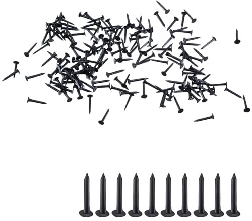 500 PCS Upholstery Carpet Tacks Bulk, 4x13mm Black Furniture Nails Tacks Box of Hardware Cut Nails Studs for Woodworking Stairs Runners Shoes Boots Heels Soles Conveyor Belt Hanging and Repairing