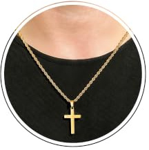 M MOOHAM Stainless Steel Cross Necklace for Men Boys Twisted Rope Chain Cross Pendant Necklace Cross Chain with 16-24 Inches Christian Confirmation Baptism Christian for Boys Gifts Jewelry