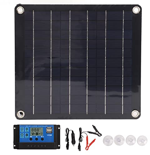 Kit Panneau Solaire 10W 18V Polycristallin, Contrôleur Charge 100A Pour Maison, Bateau, Camping - Car - Haute Efficacité, Résistant Intempéries, Installation Simple