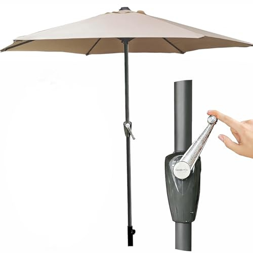 GardenCo Outdoor 2m Parasol - Garden Outdoor Crank Up Parasol Umbrella - UV Rated 50-38mm Parasol Pole (Taupe - No Tilt, 2m)