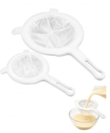 RAVNIX Colador de Kéfir Plástico, Juego de 2 (11 y 13 cm) con Malla Fina y Mango. Ideal para Filtrar Kéfir, Té, Leche de Nueces y Harina. Apto Lavavajillas.
