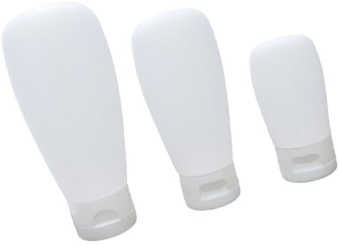 3 Pièces Kit de Flacons Rechargeables en Silicone Blanc 30ml 60ml | Lotion et Liquide Cosmétique, Format Portable, Usage Voyage et Extérieur, Contenants Réutilisables