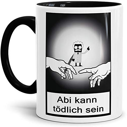 Tassendruck Abi-Tasse Abi Kann Tödlich Sein - Abitur-Tasse/Schule/Lehrer/Prüfung/Geschenk/Studium/Schul-Klasse/Beste Qualität - 25 Jahre Erfahrung Innen & Henkel Schwarz