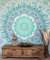 GURU SHOP Boho-Style Wandbehang, Indische Tagesdecke Mandala Druck- Smaragdgrün, Baumwolle, 230x210x0,3 cm, Bettüberwurf, Sofa Überwurf