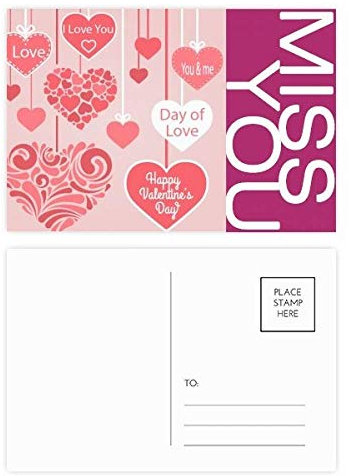 Valentinstags-Postkarten-Set mit Herzen, 20 Stück