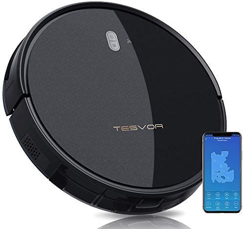 Saugroboter,Tesvor M1 mit 4000PA Powerleistung Roboterstaubsauger WLAN Staubsaugerroboter mit Raumkarte in Echtzeit Optimiert für Tierhaare Allergene Glatt Teppichböden mit APP Alexa/Google