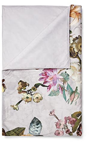ESSENZA Tagesdecke Fleur Grau, 180x265 cm - 100% Polyester Samt - Blumen Pfingstrosen Tulpen