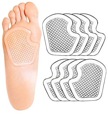 Kimihome Gel Vorfußpolster, 8 Stück Fußpads, Schützt und Lindert Mittelfußknochen, Sesamid, Fußballenschmerzen - 4 Paar