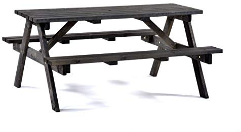 BrackenStyle Chester 6 Seat Picnic Table - A Frame Pub Bench Outdoor Garden Seating - 150cm Length (Dark Grey)