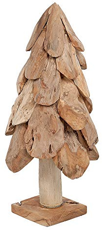 LEBENSwohnART Boom Deko Baum, Teakholz, Weihnachtsbaum aus Holz, H40cm | Holzdeko in Tannenform für Advent und Winterzeit, vielseitig auf Boden, Kommode oder Fensterbank dekorativ einsetzbar