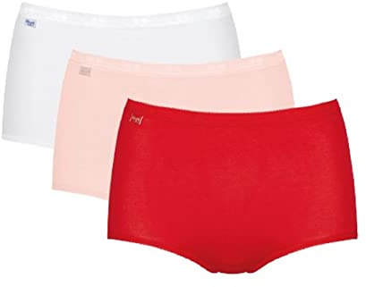 Sloggi Women's Basic+ Maxi Brief, Red - Light Combination 22 (3 Pack)