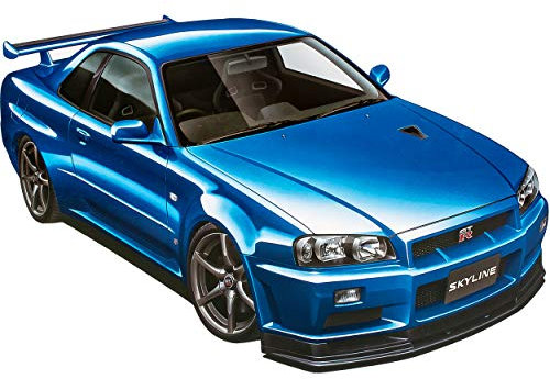 Aoshima Nisan Skyline R34 GT-R V-SpecII BNR34 Blau Tuning 1998-2002 58589 Nr 08 Kit Bausatz 1/24 Modell Auto