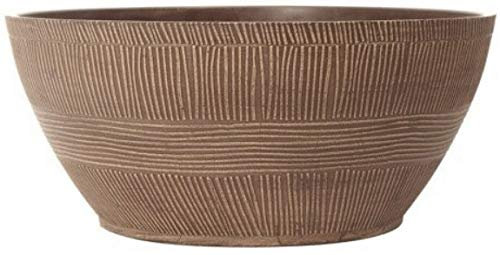 Muddy Hands Caramel Wood Plant Pot Indoor Home Outdoor Garden Bowl Round Plastic Planter (10.55 Litre Bowl)