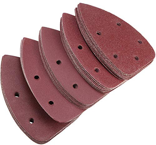 Spmarkt Maus-Schleifpads, Detailschleifpapier, sortiert, Körnung 40/80/120/180/240, 5 Löcher, Klett-Schleifpapier für Detailschleifer (50 Stück Maus-Schleifpapier)