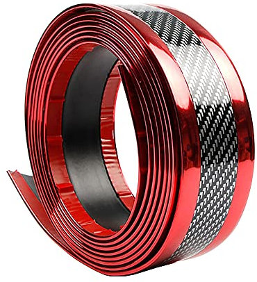 ETOPARS Auto Einstiegsleisten Aufkleber Karbonfaser Rot Auto Türschwellerschutz Gummi Stoßstange Kantenschutz Trimmschwelle Kratzfest 2.5mx7cm