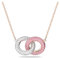 Swarovski Stone Collana Elegante, con due Cerchi Intrecciati e PavéSwarovski di Cristallo Rosa e Bianco, Placcata in Tonalità Oro Rosa, Rosa