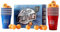 Komonee Beer Pong Set 48 PCS American Adult Indoor Novelty Party Drinking Game 24 Printed Red and Blue Re-usable Cups and 24 High Bounce ABS Orange Balls